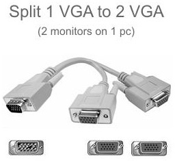 VGA splitter, 1 VGA han til 2 VGA hun