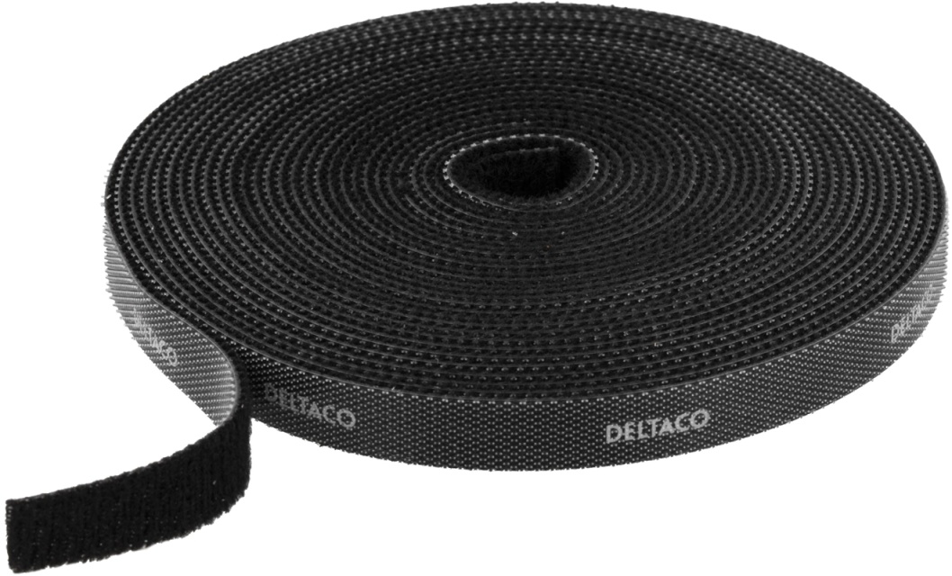 DELTACO burrebånd, 5m, 10mm, sort