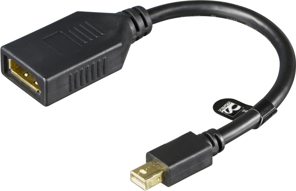 DELTACO DisplayPort-adapter, Mini DisplayPort 20-pin han til DisplayPo
