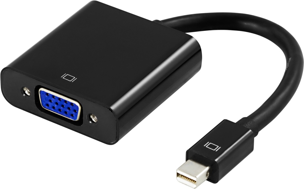 DELTACO mini DisplayPort til VGA, 20-pin han - 15-pin hun, 0.2m, sort