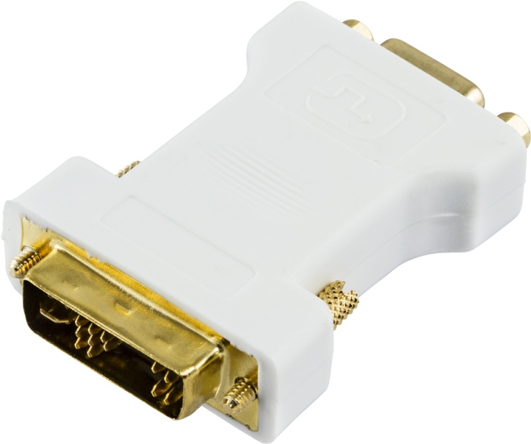 DELTACO DVI adapter analog DVI - analog VGA, han - hun, hvid