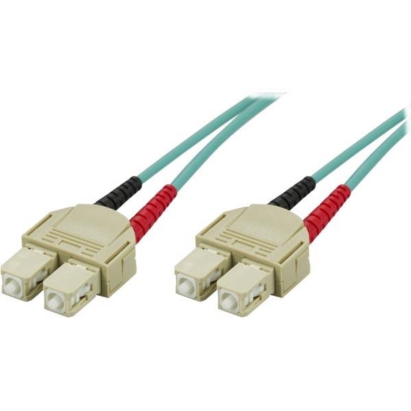 DELTACO fiberkabel, <b>SC - SC</b>, 50/125, OM3, duplex, multimode, 1m
