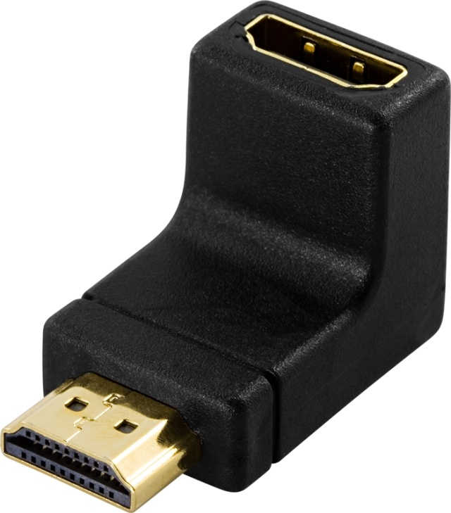 DeLOCK HDMI-adapter, 19-pin han til hun, vinklet, guldpletteret stik