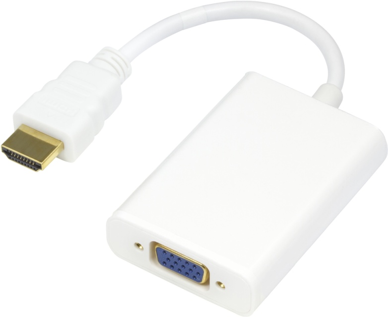 DELTACO HDMI til VGA adapter, 19-pin han - 15-pin hun, 0.2m, hvid