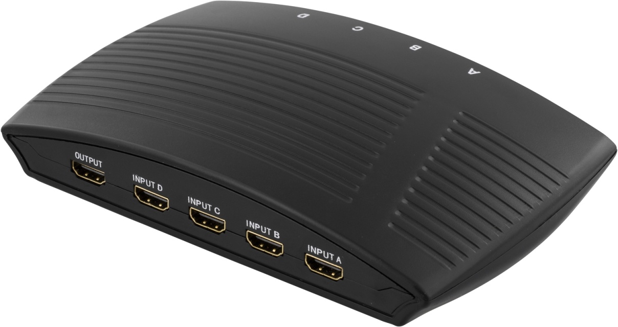 DELTACO Manuel HDMI-switch, 4 indgange til en udgang, 19-pin hun