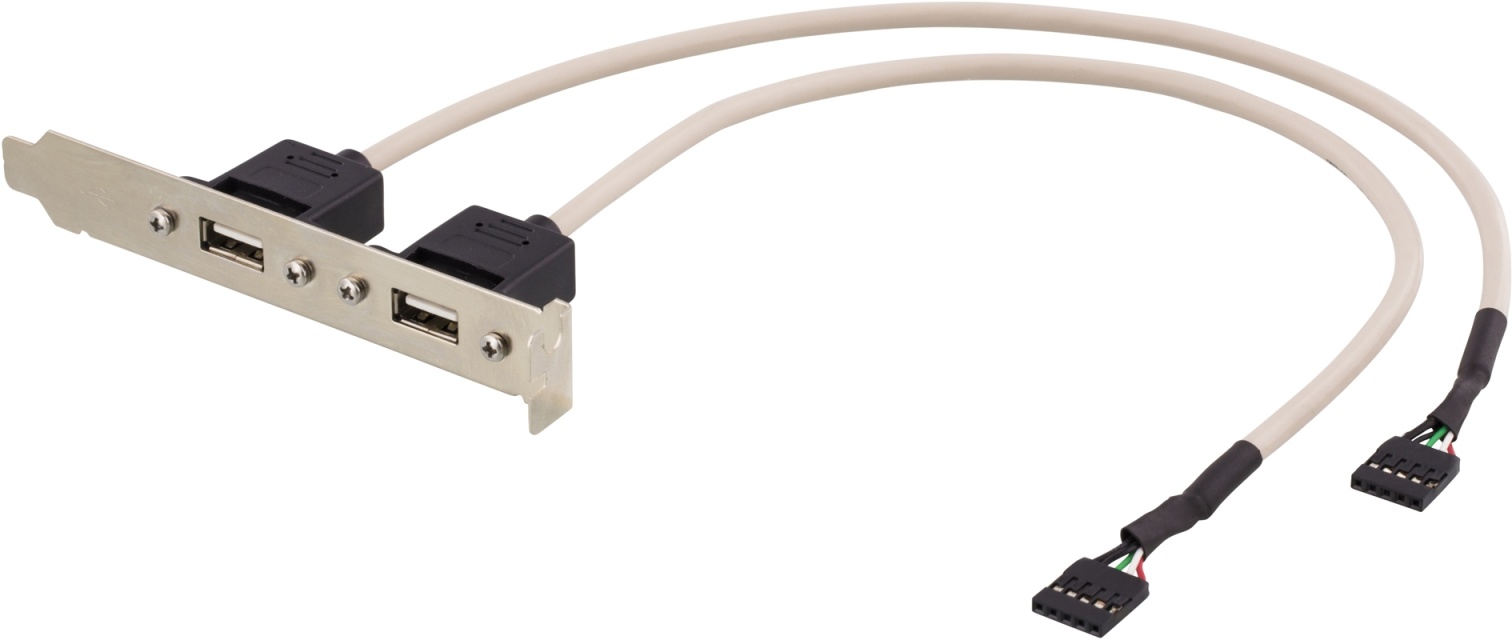DELTACO internt kabel til USB 2.0, PCI-dækplade, 2xIDC5 hun - 2xUSB 2