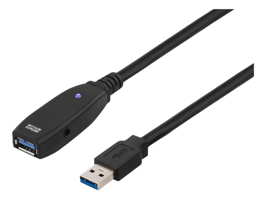 DELTACO USB 3.0-forlængerkabel, aktivt, Type A han - Type A han, <b>2