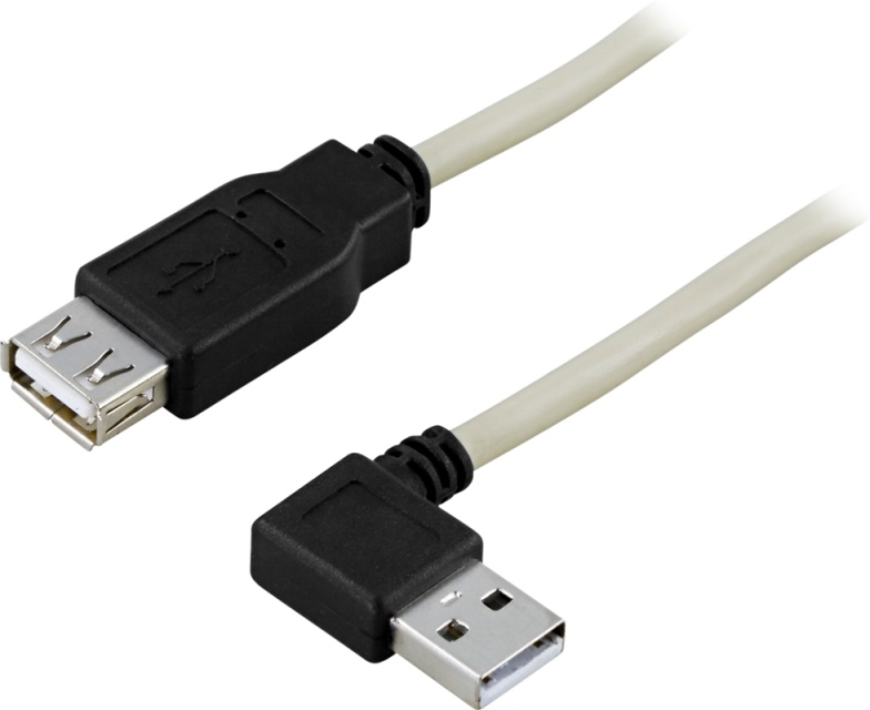 DELTACO USB 2.0 kabel Type A ha vinklede - Type A hun 0,2m, hvid/sort
