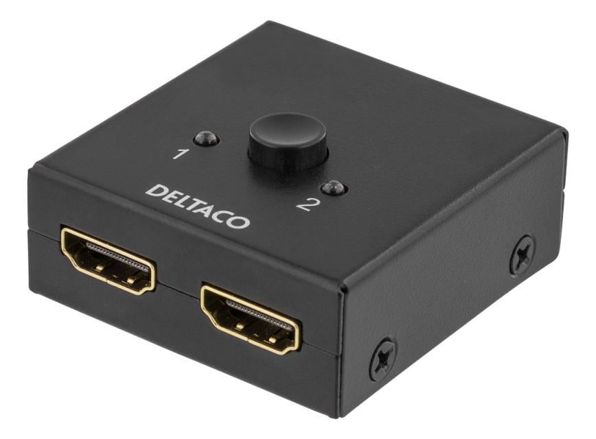 DELTACO Manuel dobbelrettet HDMI-switch,2 indgange til 1 udgang, eller