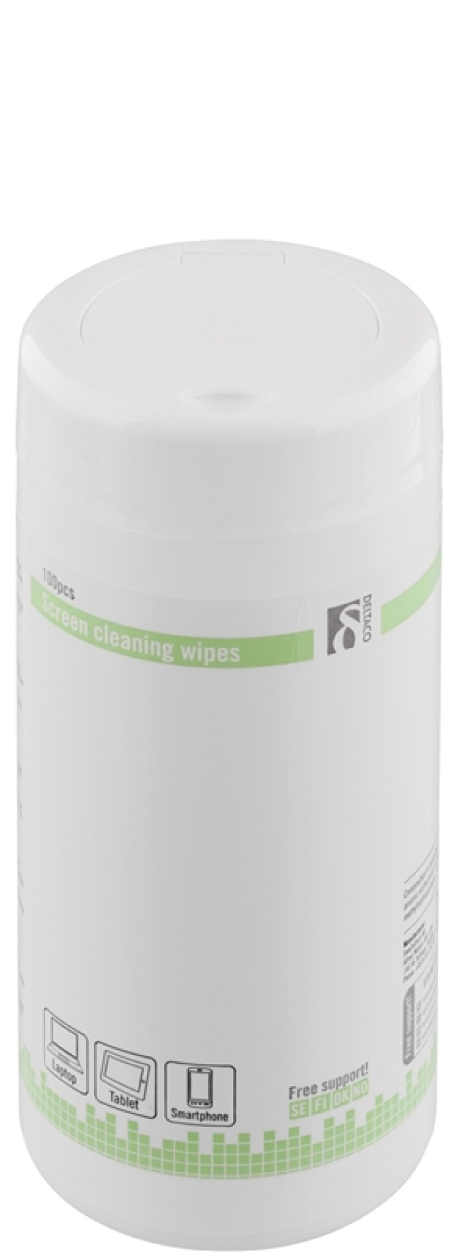 DELTACO vådservietter, til rengøring af skærme, indeholder 100 stor