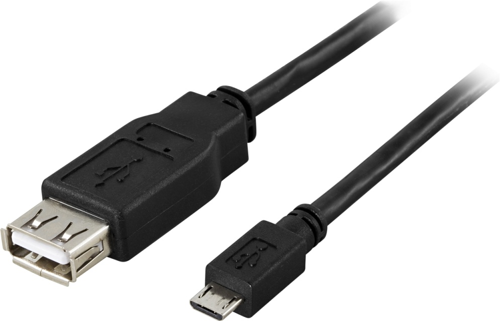 DELTACO USB-adapter Type A hun - Type Micro B han, <b>OTG</b>, 0,2m, s