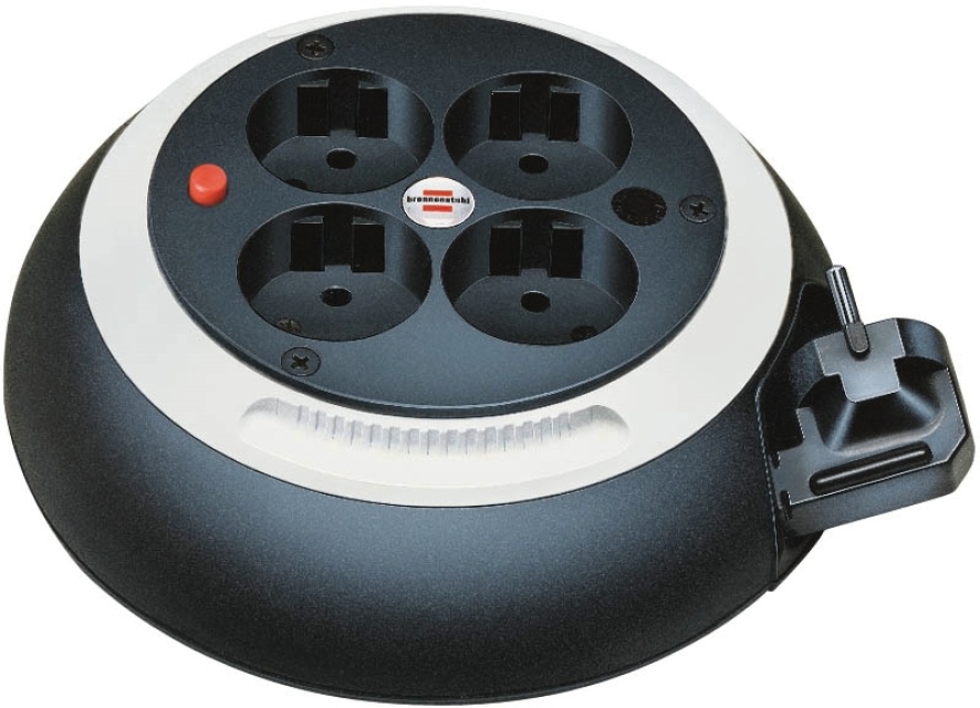 Brennenstuhl kabeltromle, 4 jordede stik, 3m, temperatursikring, <b>b�