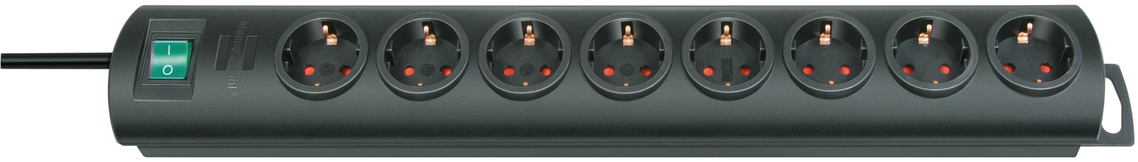 Brennenstuhl strømskinne, <b>8</b>xCEE 7/4 udtag, 1xCEE 7/7 tilslutni
