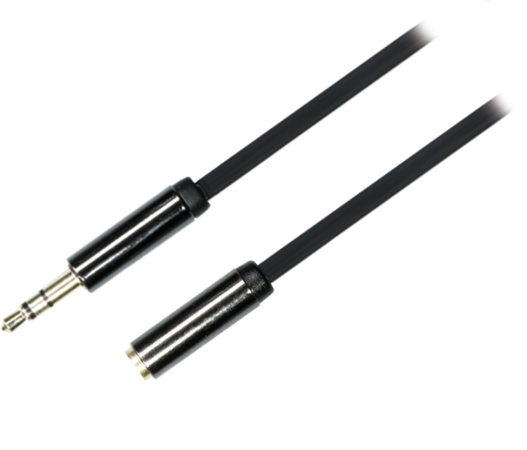 DELTACO lydkabel, 3,5mm han til 3,5mm hun, 0,5m, sort