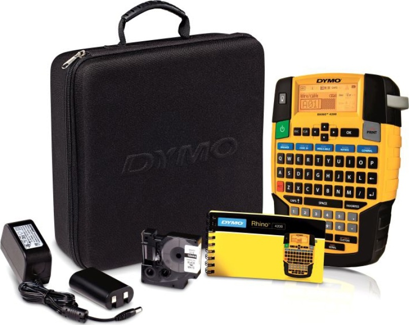 DYMO Rhino Professional 4200 kit med hård cover, sort/hvid, LCD-displ