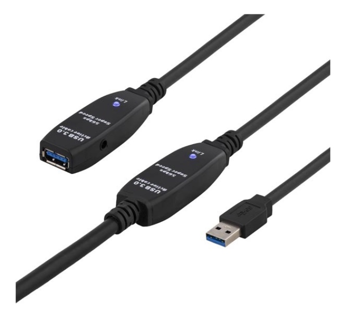 DELTACO PRIME USB 3.0-forlængerkabel, aktiv , Type A han - Typ