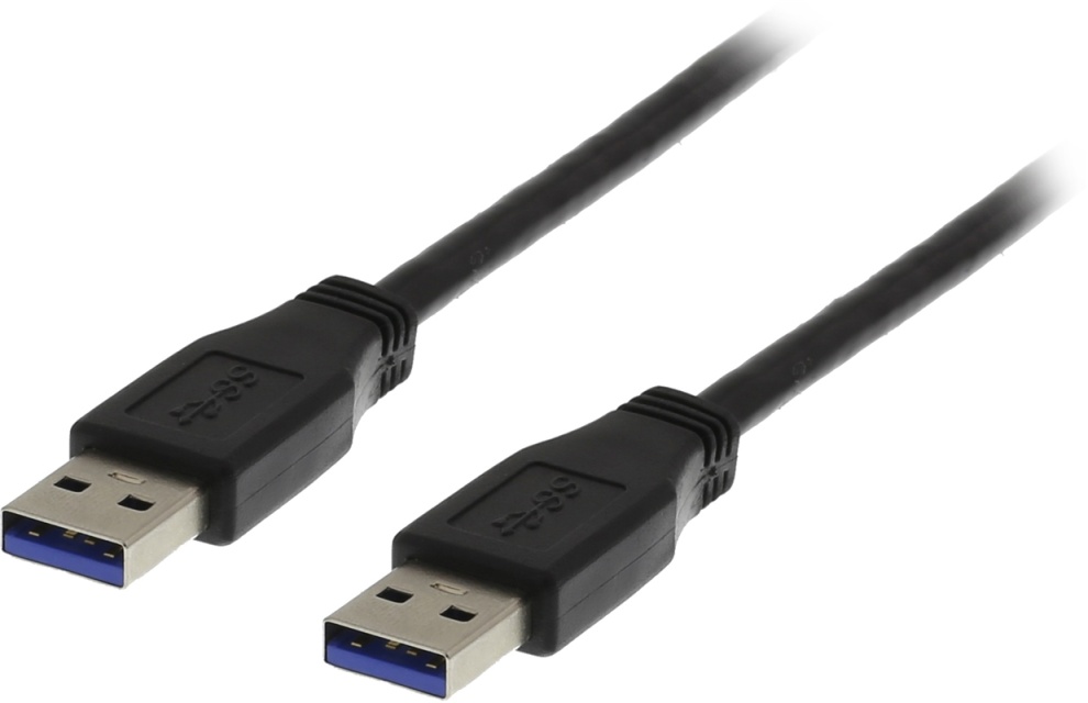 DELTACO USB 3.0 kabel, Type A han - Type A han, 1m, sort