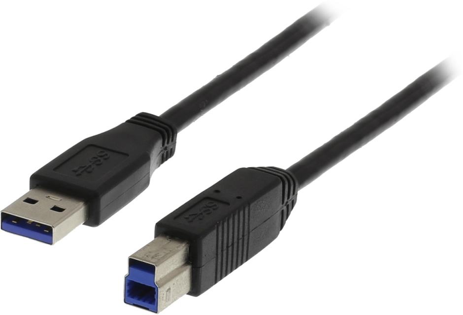 DELTACO, USB 3.0 kabel, USB-A han - USB-B han, 1m, sort