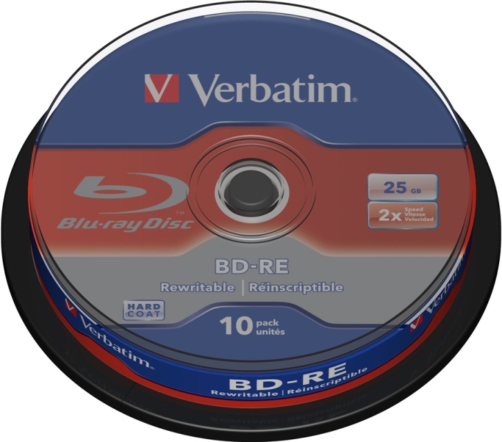 Verbatim BD-RE, 2x, 25GB/200min 10-pack spindel, Hardcoat, MABL