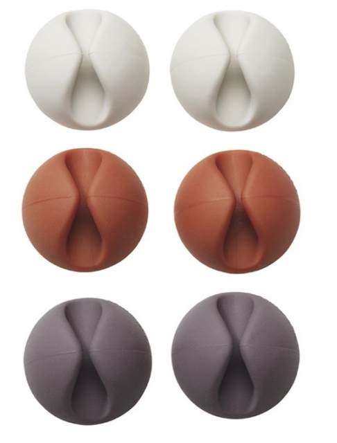 Kabelholder/kabelclips, 6-pak (hvid/brun/svart)