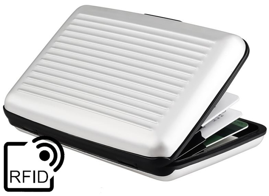 Plånbok med 6st kortfack, RFID-Skydd, Silver