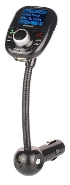 FM-sender med Bluetooth-håndfri og biloplader, Sort