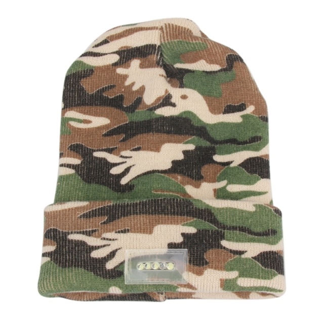 LED hat med fem indbyggede lys - Camouflage