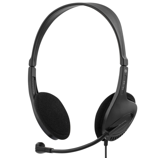 DELTACO headset, volumenkontrol på kablet, 2 x 3,5 mm, 2,5 m kabe