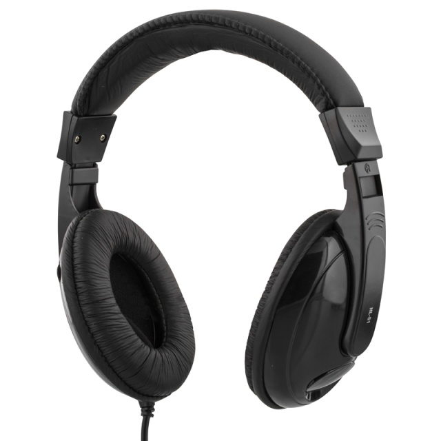 DELTACO høretelefoner, volumekontrol, 2,5m kabel, sort