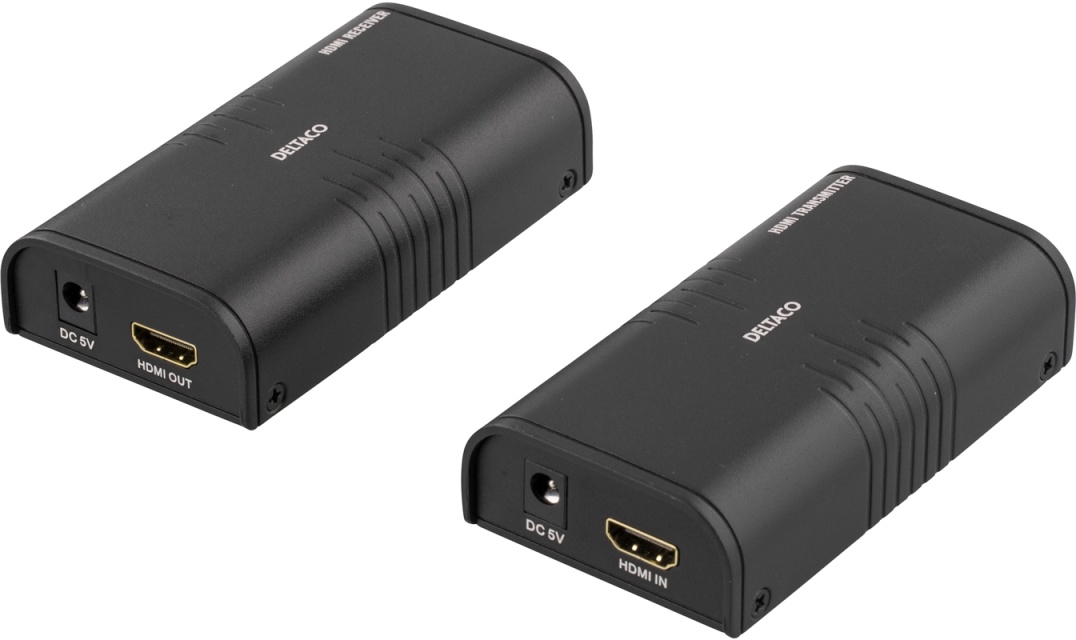 DELTACO Ethernet HDMI-forlænger, op til 120m i 1080P med Cat6, sort
