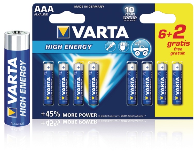 Varta Alkaline Batteri Aaa 1.5 V High Energy 8-Promotional Blister
