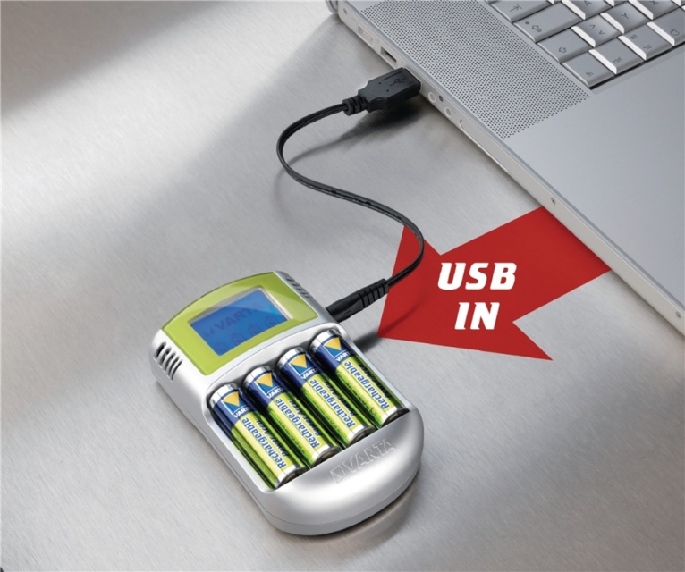 Varta NiMH batterioplader AA / AAA | 1.2 V DC | 4x AA/HR6 2600 mAh | Opladning | Euro / Type-C (CEE 7/16) | Energi fra batteritype: AA