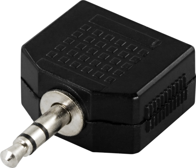 DELTACO Y-adapter til lyd, 1x3,5mm han til 2x3,5mm hun