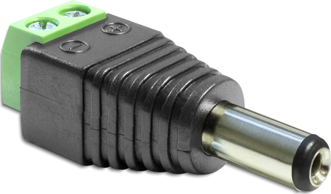 DeLOCK DC-terminalblockadapter, 2,1x5,5x11mm, plus i midten