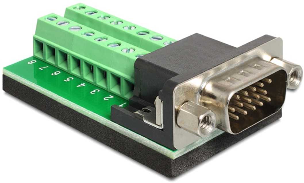DeLOCK HD-15 terminalblokadapter, HD-15 han