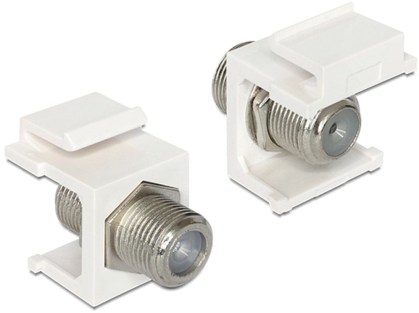 DeLOCK Keystone modul, F-kontakt hun - F-kontakt hun, 75 Ohm, hvid