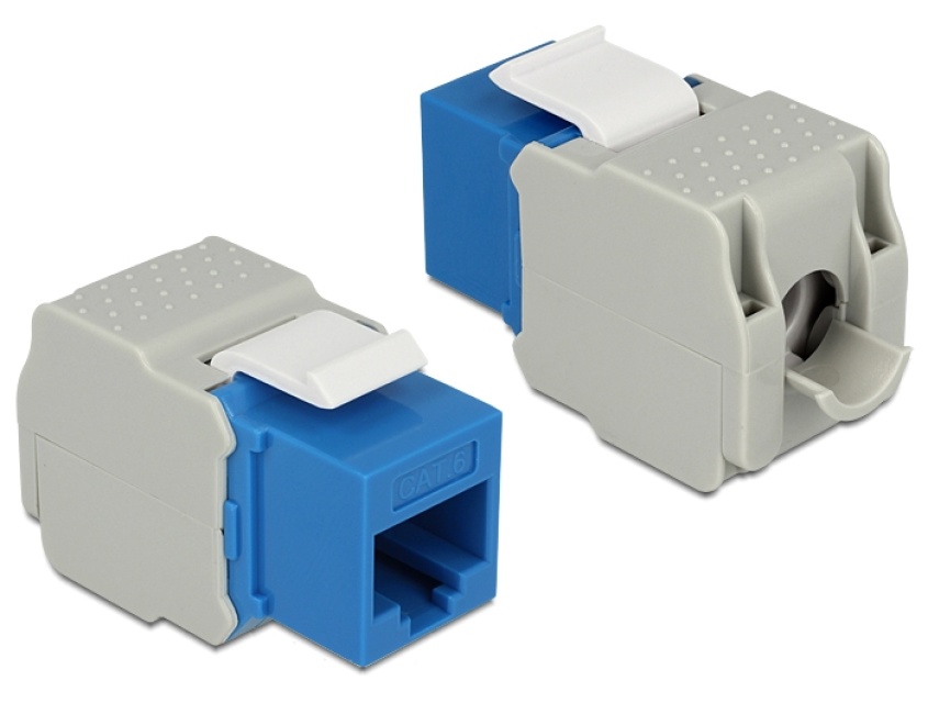 DeLOCK UTP Cat6 Keystone modul, RJ45 ho - LSA Cat6, "Tool-free", blå/