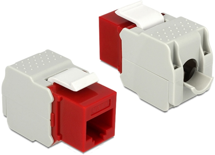 DeLOCK UTP Cat6 Keystone modul, RJ45 hun - LSA Cat6, "Tool-free", rød