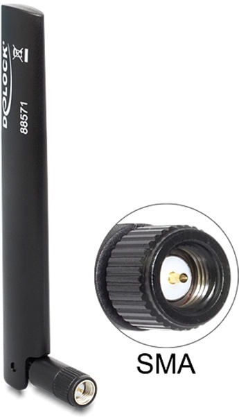 DeLOCK LTE antenne, omni, GSM/UMTS/WLAN/Bluetooth, SMA han, sort
