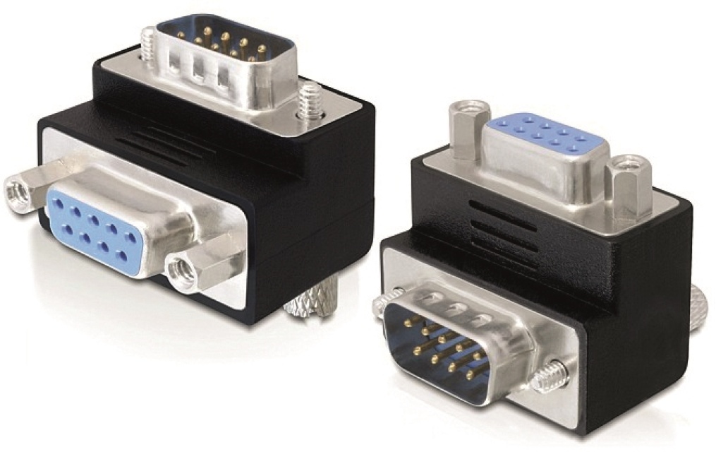 DeLOCK adapter, DB9 han - DB9 hun, vinklet 270ø, sort