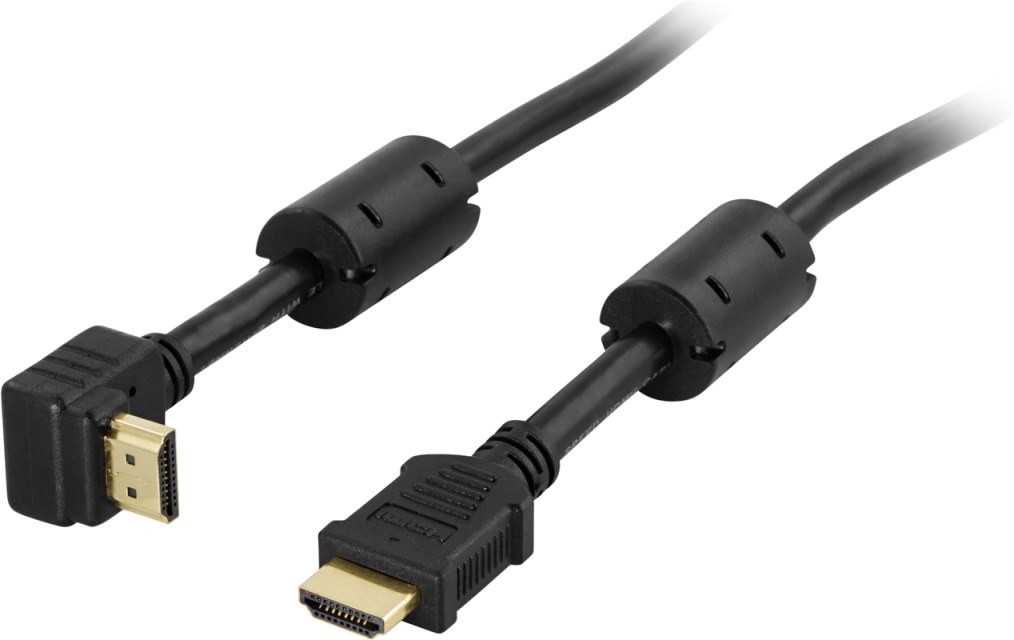 DELTACO HDMI kabel, HDMI High Speed with Ethernet, vinklet HDMI Type A