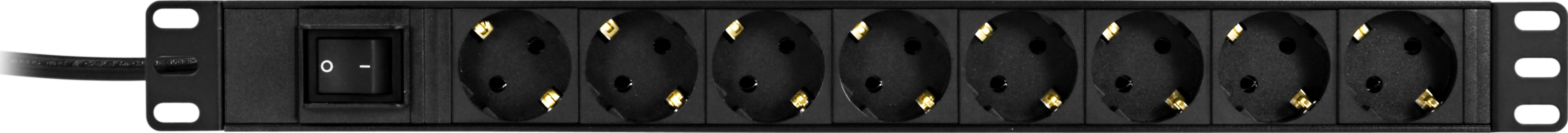 DELTACO strømskinne med <b>8xCEE 7/4 stik</b>, 1xCEE 7/7 tilslutning,