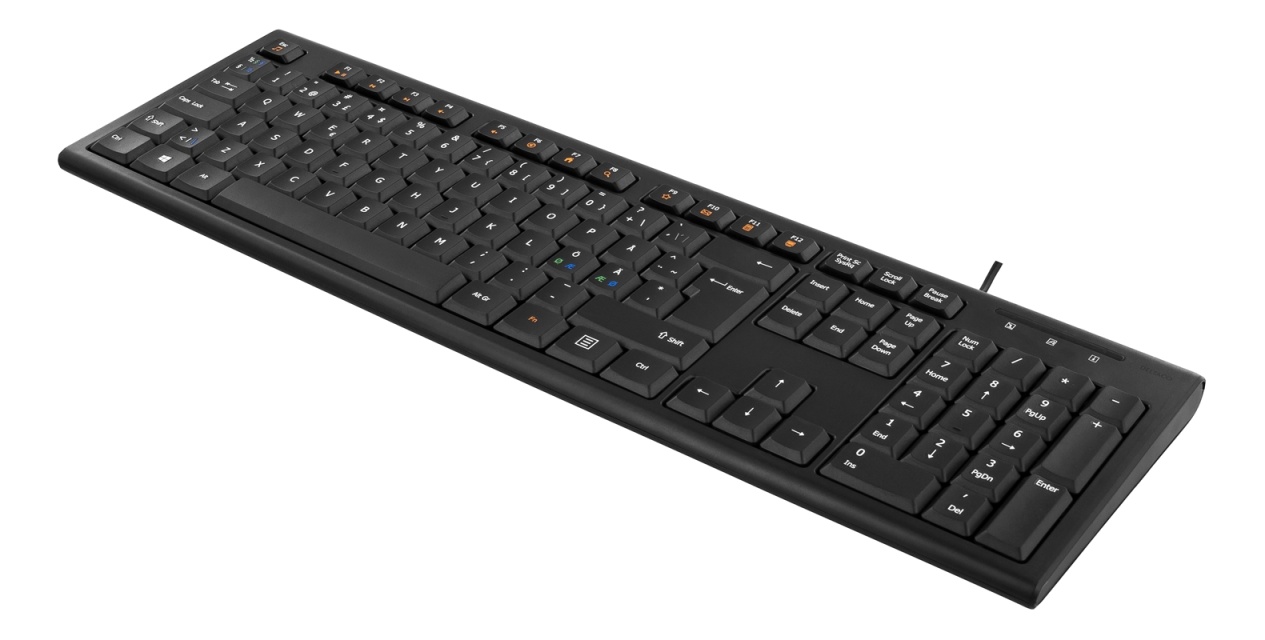 DELTACO Tastatur, nordisk layout, USB, 1,1m kabel, sort