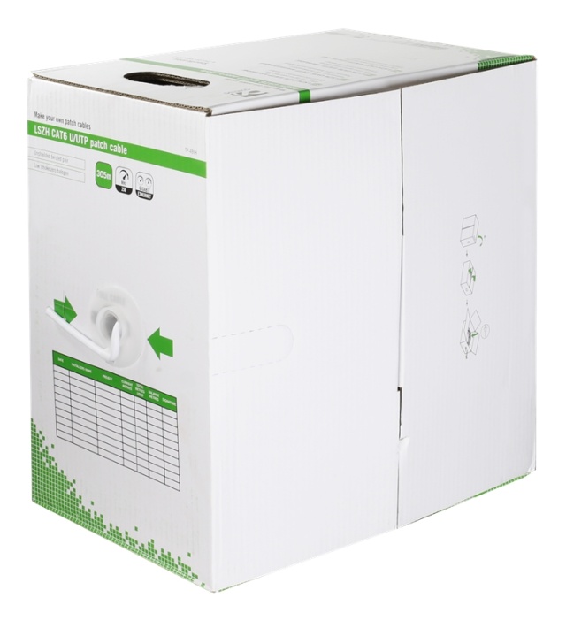 DELTACO U/UTP Cat6 Patch Cable, LSZH, 305m box, white