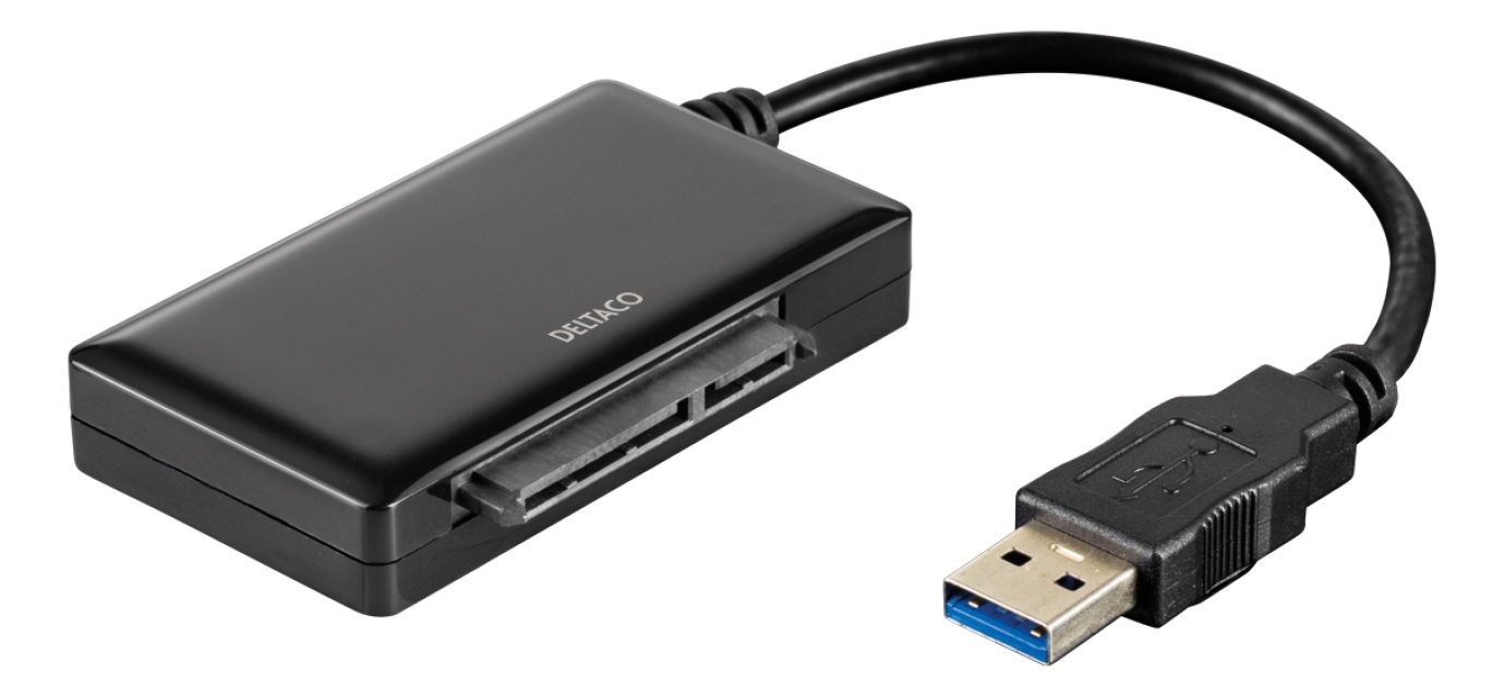 DELTACO USB 3.0 to SATA 6Gb/s adapter, for 2,5/3,5" hdd, black