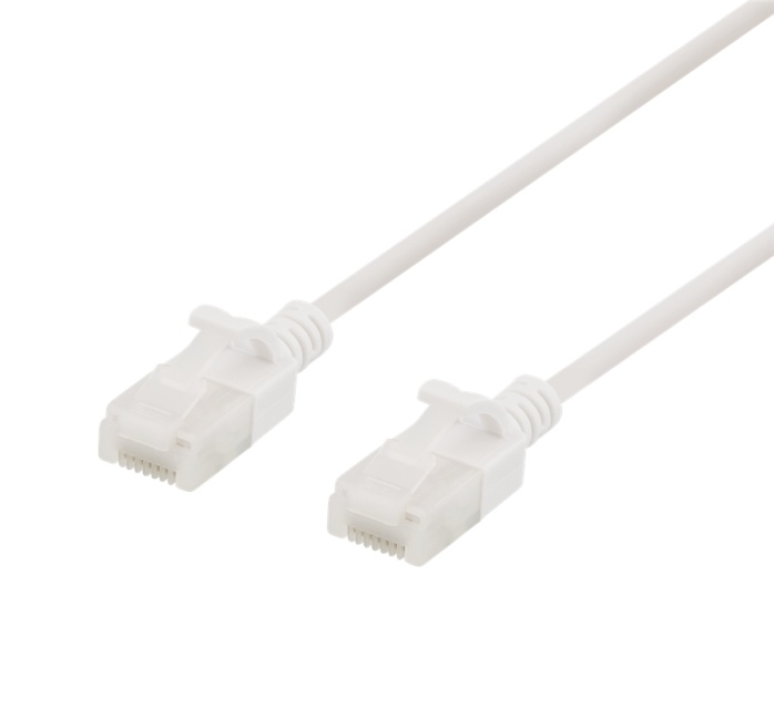 DELTACO U/UTP Cat6a patch cable, slim, 3,5mm diameter, 0,5m, white
