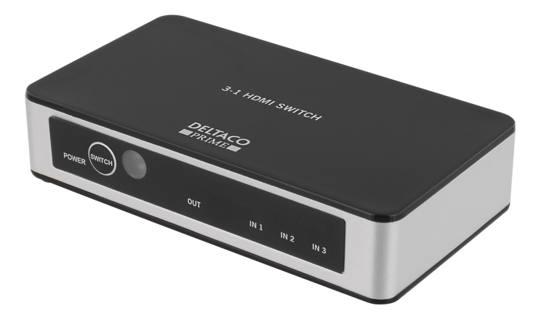 Premium HDMI-switch med 3 porte, IR-fjernbetjening, Ultra HD i 60 Hz, sort