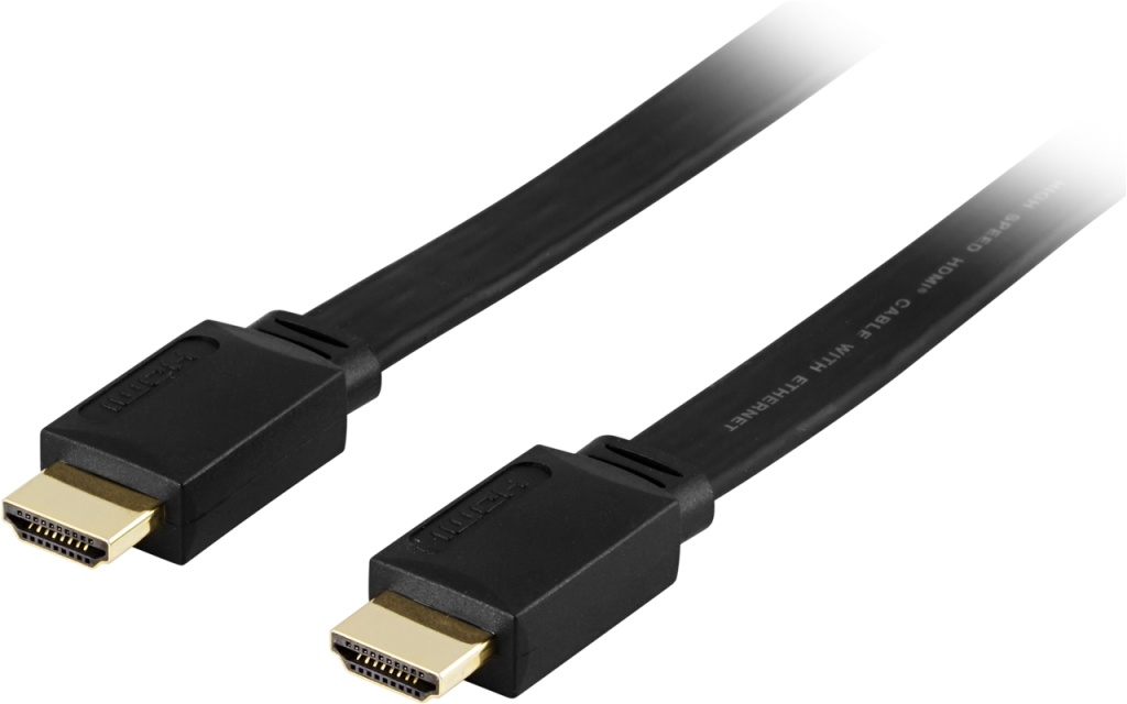 DELTACO fladt HDMI kabel, HDMI High Speed med Ethernet, HDMI Type A ha