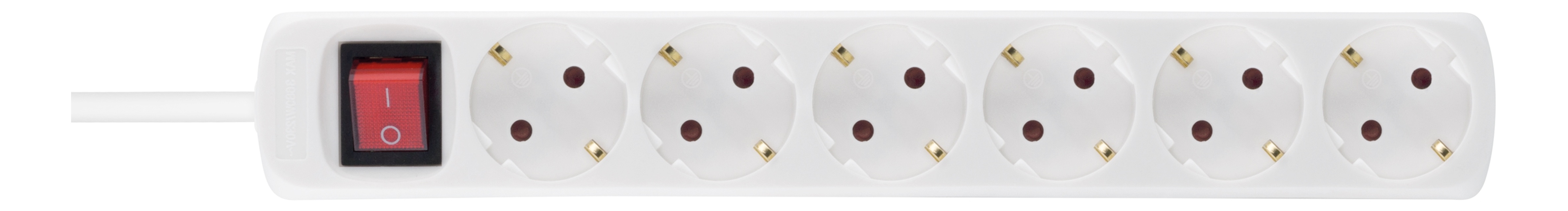 DELTACO strømskinne med <b>6xCEE 7/4 udtag</b>, 1xCEE 7/7 tilslutning