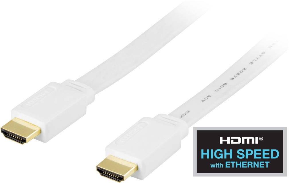DELTACO fladt HDMI kabel, HDMI High Speed with Ethernet, HDMI Type A h